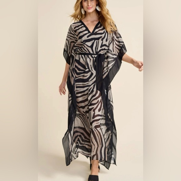 Venus SZ 8 NWT Zebra Print Sheer Maxi Dress Caftan - Picture 1 of 6